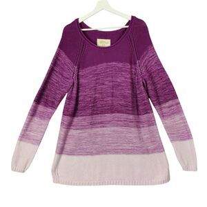 NATURAL REFLECTIONS Tunic Sweater Womens Size XXL Ombre Purple Open Knit Stretch
